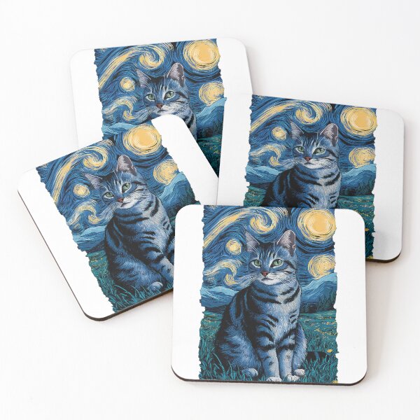 Item preview, Van Gogh Cat Gifts Tabby Cat Owners Cat Lady Black Men Cat designed and sold by KevinorNorris.