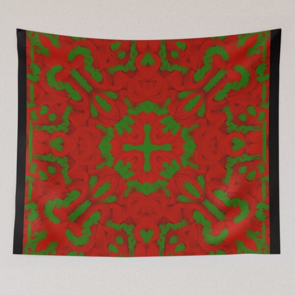 Item preview, Verdant Ember Mandala – Red & Green Organic Abstract Symmetry designed and sold by Fun In The Sun .