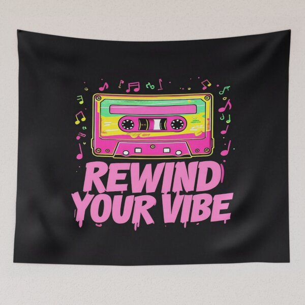 Item preview, Retro Cassette Tape Design – Rewind Your Vibe Neon Music Art for Posters, Tees & Digital Decor designed and sold by Bright Nest Studio.