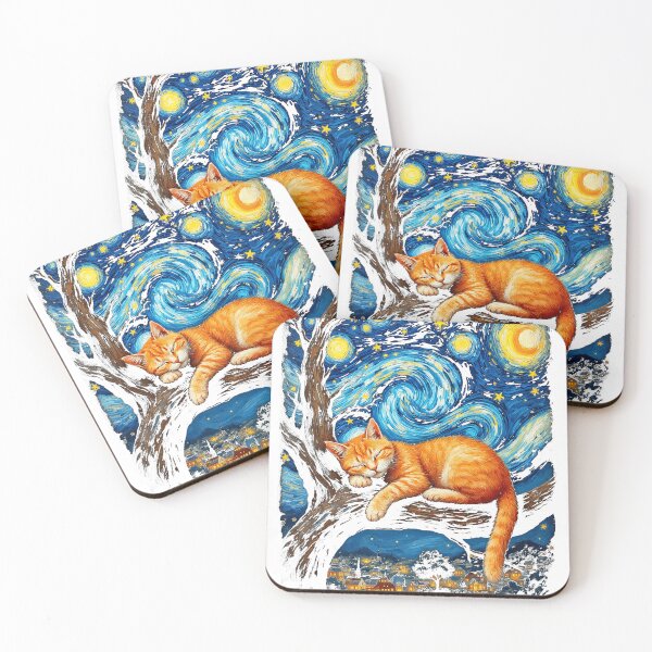 Item preview, Van Gogh Starry Night Cat Moonlit Scene Cat Lovers designed and sold by KevinorNorris.