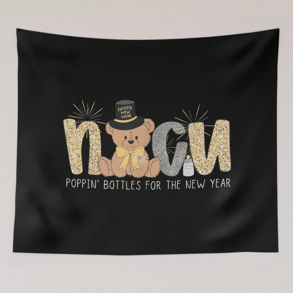 Item preview, Cute Teddy Bear Poppin Bottles For The New Year Happy Celebration Graphic designed and sold by Jone Cham.