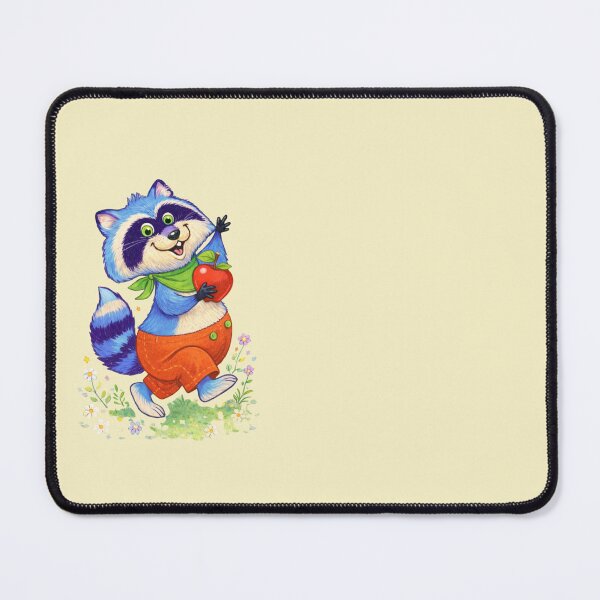 Item preview, Cute Happy Raccoon with Apple – Whimsical Woodland Animal Illustration designed and sold by anandsiva2703.