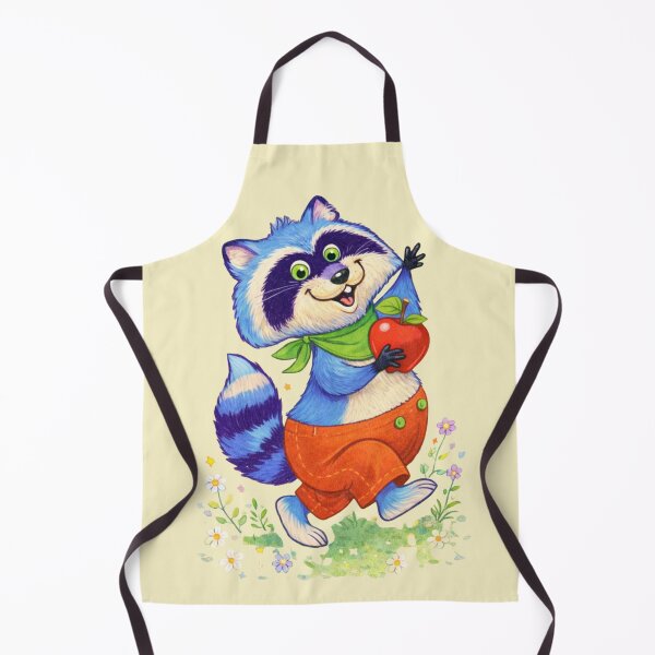 Item preview, Cute Happy Raccoon with Apple – Whimsical Woodland Animal Illustration designed and sold by anandsiva2703.