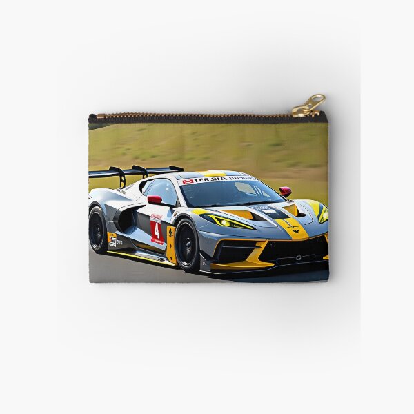 Item preview, Silver and yellow C8 Corvette race car on track. designed and sold by Alien-Architect.