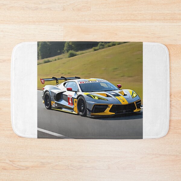 Item preview, Silver and yellow C8 Corvette race car on track. designed and sold by Alien-Architect.