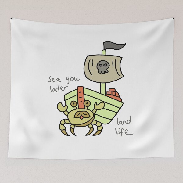 Item preview, Sea You Later Land Life Funny Pirate Crab Illustration designed and sold by Baby-Care.