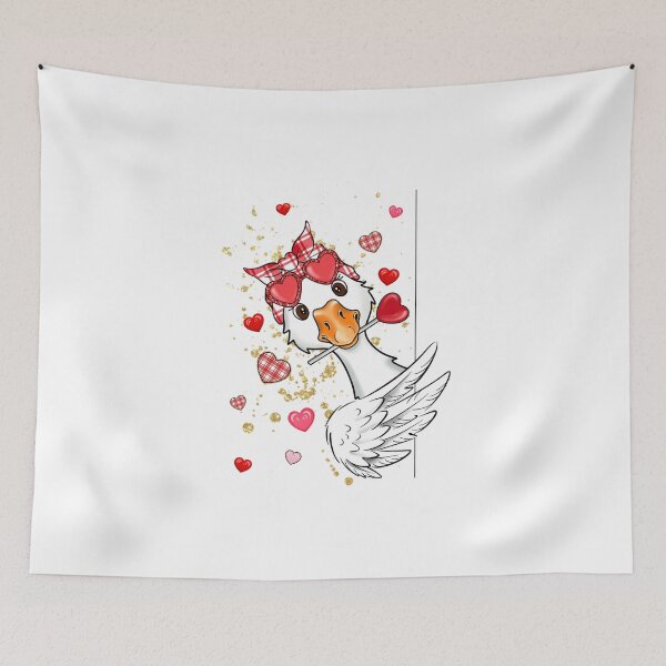 Item preview, Glitter Goose Couquette Loved, Funny Valentine, Be mine, Cupid, Animal Lover designed and sold by vintagearttee.
