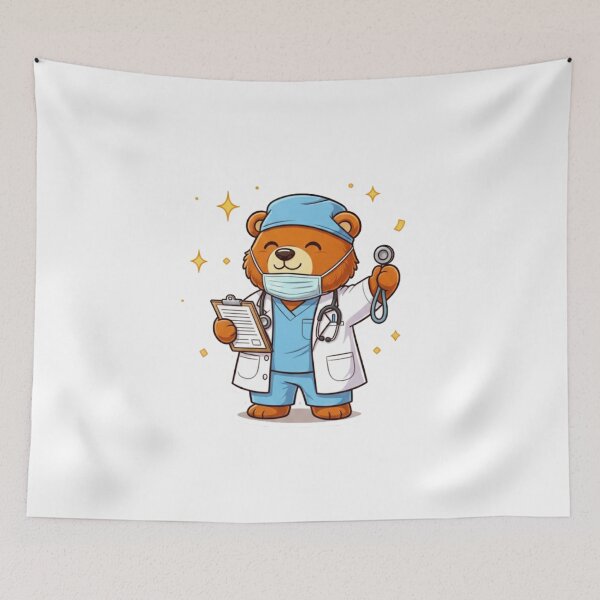 Item preview, Doctor Bear - Funny Surgeon Medical Professional & Nurse Humor Sticker designed and sold by RelateAndTee.