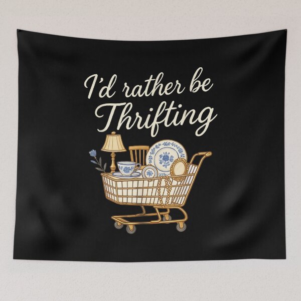 Item preview, I Would Rather Be Thrifting Vintage Shopping Cart Antiques Lover Aesthetic Design designed and sold by LittleNhutton.