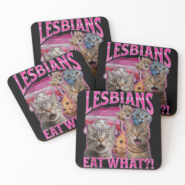 Item preview, Funny Shocked Cats Lesbians Eat What Pink Flag Pride Month Humor Art designed and sold by GalenoHenley.