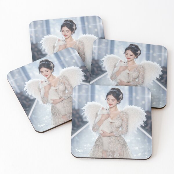 Item preview, Angelic Runway Model With White Cat Wings designed and sold by ASMRUniverse.
