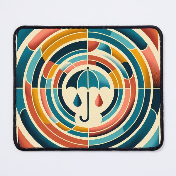 Item preview, Retro Umbrella Geometric Art in Teal and Orange designed and sold by InkSmithery.