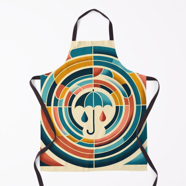 Item preview, Retro Umbrella Geometric Art in Teal and Orange designed and sold by InkSmithery.