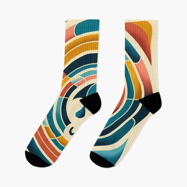 Item preview, Retro Umbrella Geometric Art in Teal and Orange designed and sold by InkSmithery.