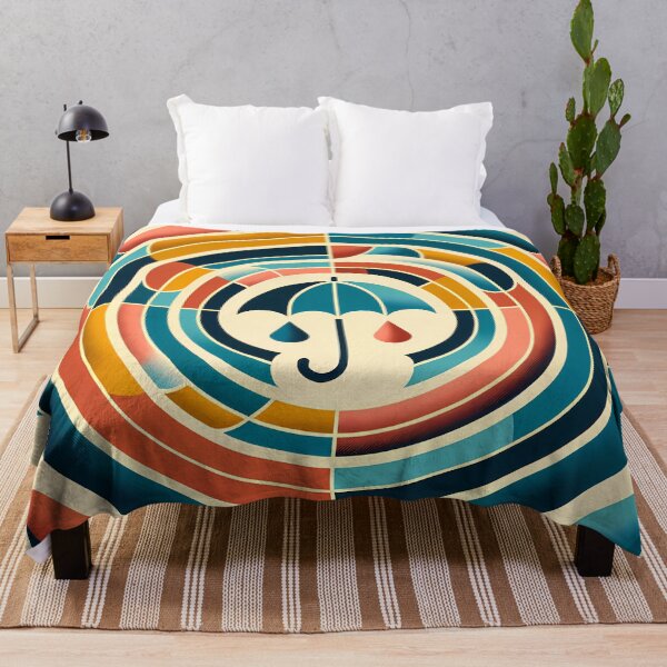 Item preview, Retro Umbrella Geometric Art in Teal and Orange designed and sold by InkSmithery.