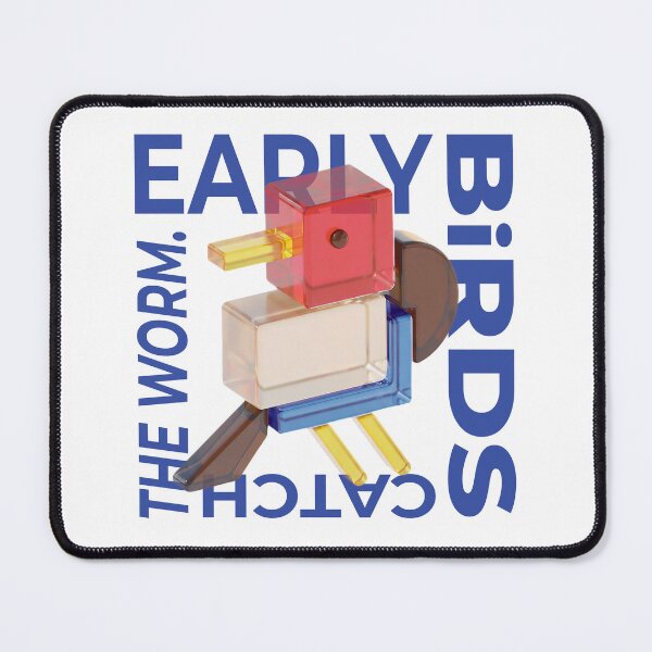 Item preview, Geometric Lucite Early Bird - Retro Transparent Block Bird Typography Art designed and sold by homybear.