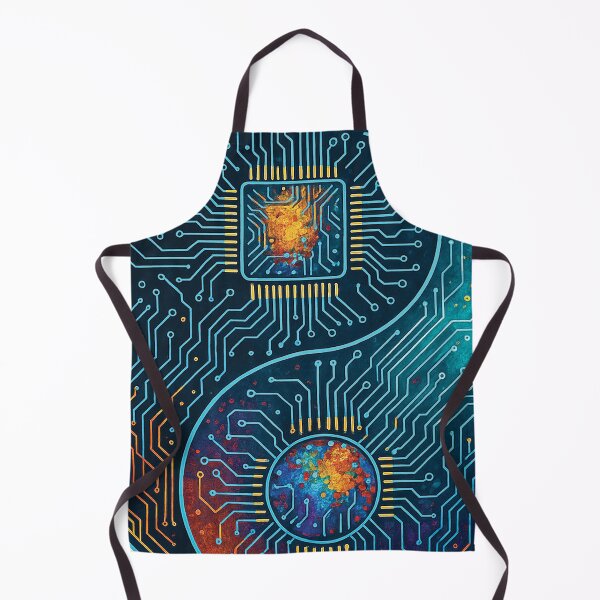 Item preview, Cyber Yin Yang – Futuristic Tech Circuit Artwork designed and sold by Gold Turtle Lina.