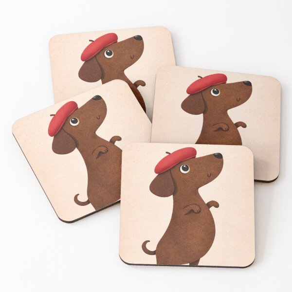 Item preview, Cute Dachshund in Red Beret – Minimalist Sausage Dog Art designed and sold by Darlin8888.