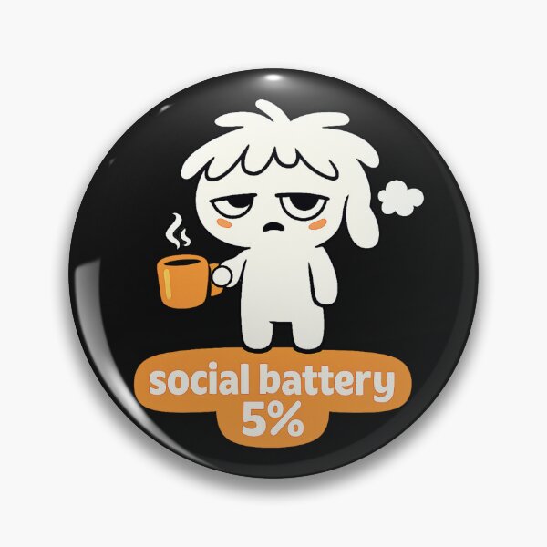 Item preview, Social Battery 5% – Cute Tired Coffee Character designed and sold by AdicretorDesign.