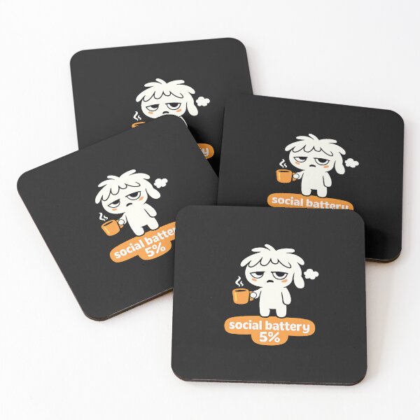 Item preview, Social Battery 5% – Cute Tired Coffee Character designed and sold by AdicretorDesign.
