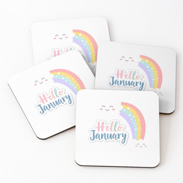 Item preview, Hello January Rainbow Sticker – Cute Smiling Clouds Winter Design designed and sold by goluz.