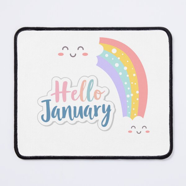 Item preview, Hello January Rainbow Sticker – Cute Smiling Clouds Winter Design designed and sold by goluz.