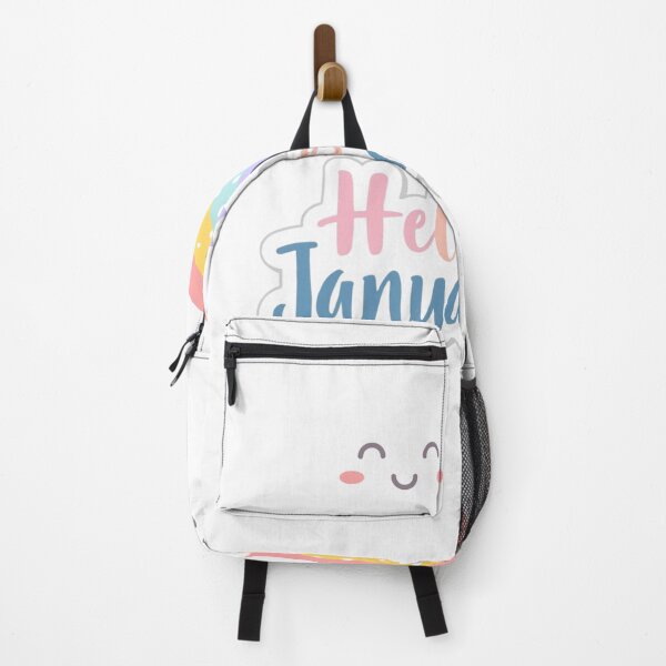 Item preview, Hello January Rainbow Sticker – Cute Smiling Clouds Winter Design designed and sold by goluz.