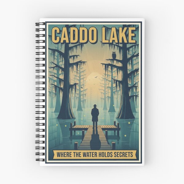 Item preview, Caddo Lake Mystery Vintage Poster – Foggy Cypress Swamp Dock Scene designed and sold by loccotown168.