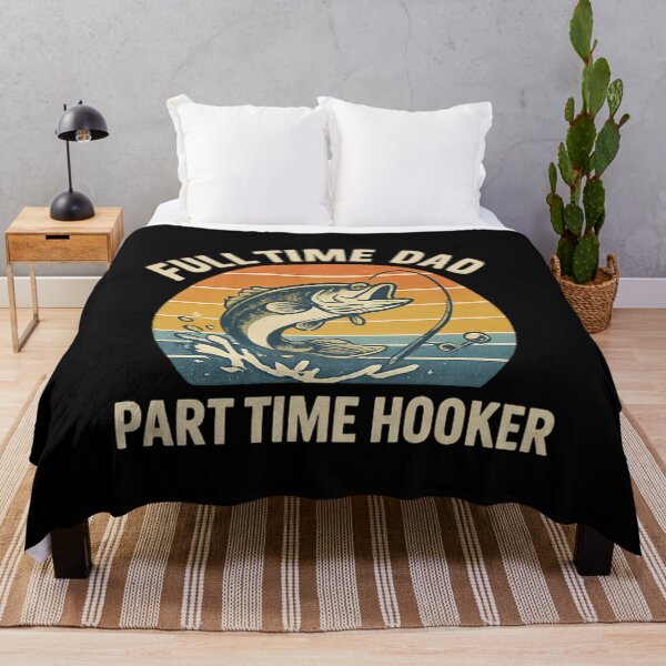 Item preview, Full Time Dad Part Time Hooker – Funny Fishing Dad Retro Quote designed and sold by flagylART.