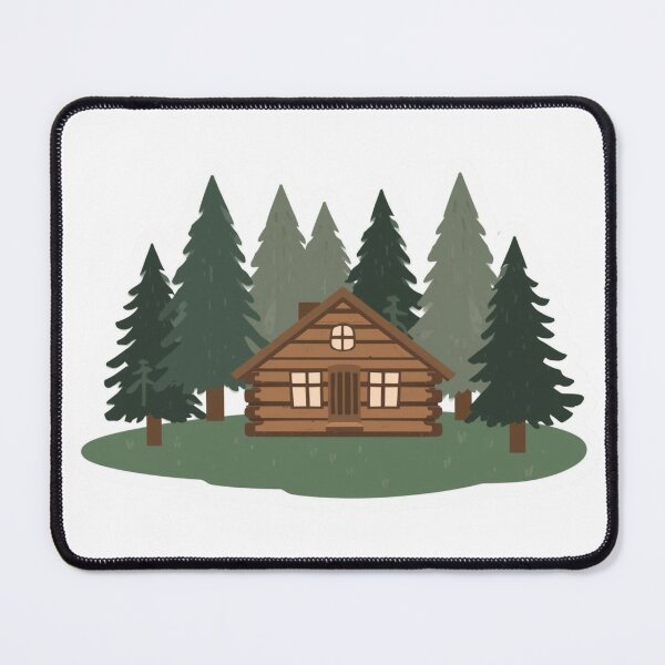 Item preview, Cozy Log Cabin in the Pine Forest - Aesthetic Nature Illustration designed and sold by arceeddesign.