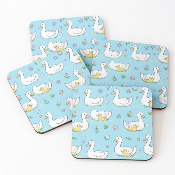 Item preview, Cute Kawaii Duck Ducklin -Flowers Seamless Pattern designed and sold by anandsiva2703.