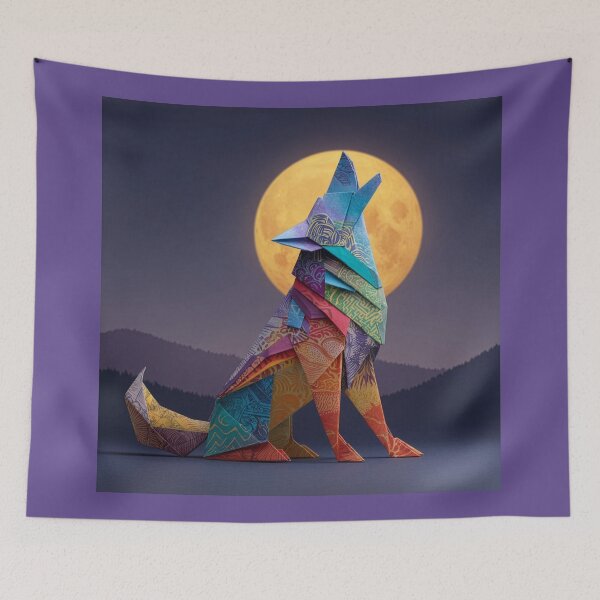 Item preview, Origami Wolf Howls at Moon designed and sold by Tridentulus.