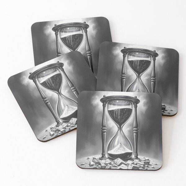 Item preview, Gothic Hourglass Art - Sands of Time Black and White Surreal Illustration designed and sold by EllDAV777.