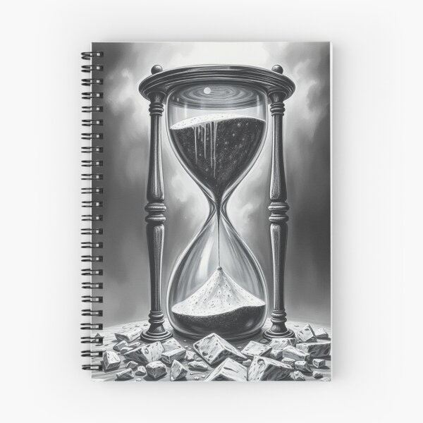 Item preview, Gothic Hourglass Art - Sands of Time Black and White Surreal Illustration designed and sold by EllDAV777.