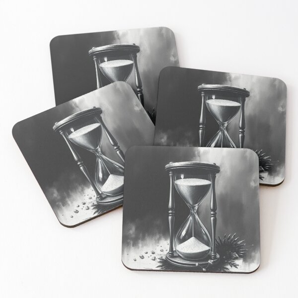 Item preview, Dark Hourglass Art - Sands of Time Passing Black and White Illustration designed and sold by EllDAV777.