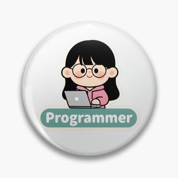 Item preview, Cute Programmer Girl Coding Illustration designed and sold by Bright Vibe Designs.
