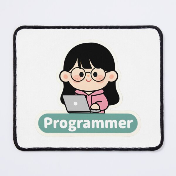 Item preview, Cute Programmer Girl Coding Illustration designed and sold by Bright Vibe Designs.