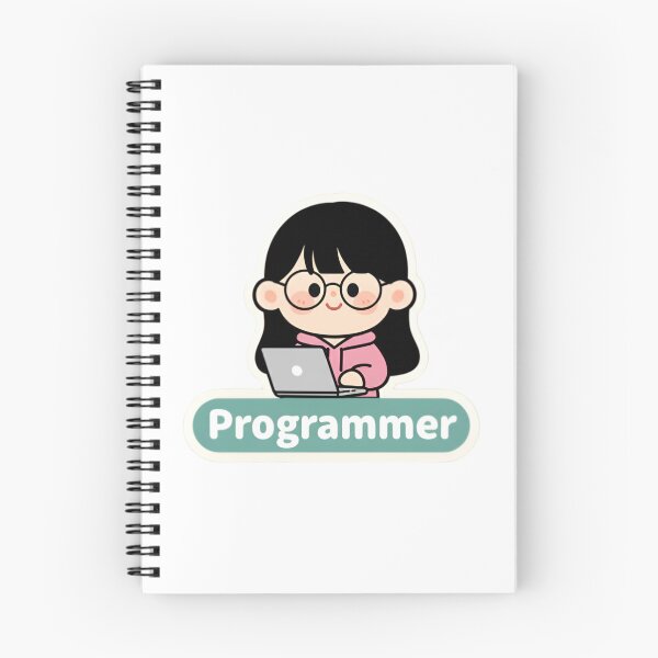 Item preview, Cute Programmer Girl Coding Illustration designed and sold by Bright Vibe Designs.
