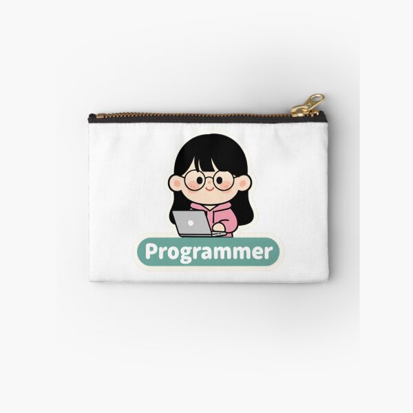 Item preview, Cute Programmer Girl Coding Illustration designed and sold by Bright Vibe Designs.