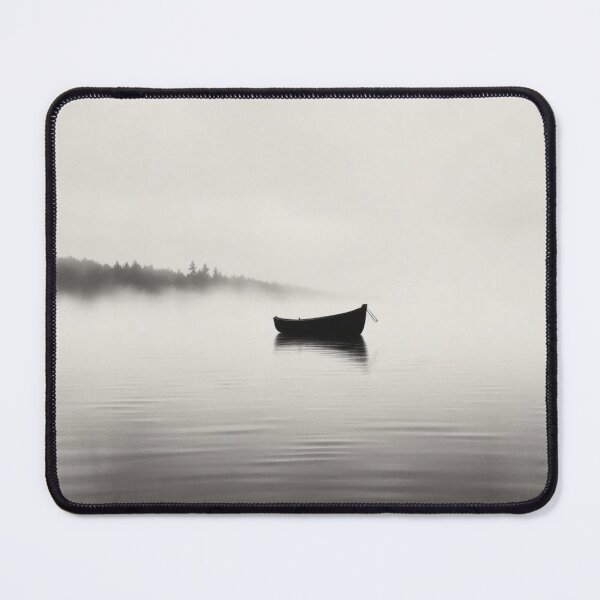 Item preview, Minimalist Black and White Canoe on Foggy Lake Photography designed and sold by EllDAV777.