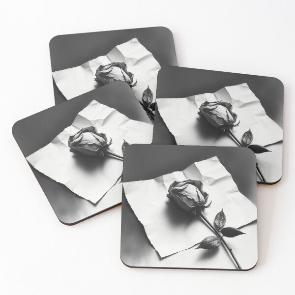 Item preview, Black and White Wilted Rose Photography - Melancholic Floral Art Print designed and sold by EllDAV777.