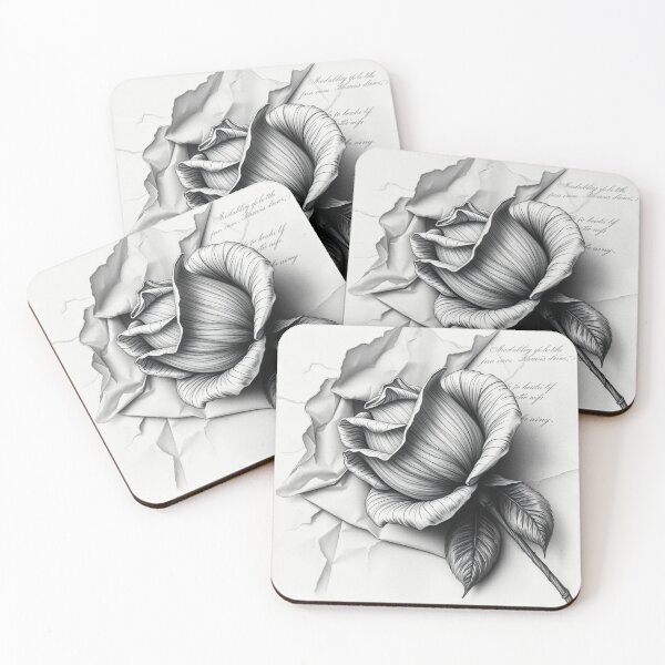 Item preview, Black and White Rose Pencil Drawing Emerging from Torn Paper Art designed and sold by EllDAV777.