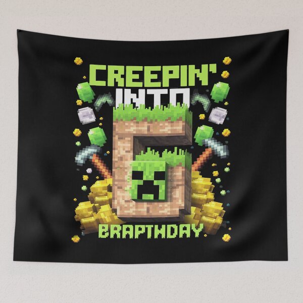 Item preview, 6th Birthday Gamer Pixel Creepin’ Into 6 Video Game Party 3  designed and sold by MarkLeedsArt.