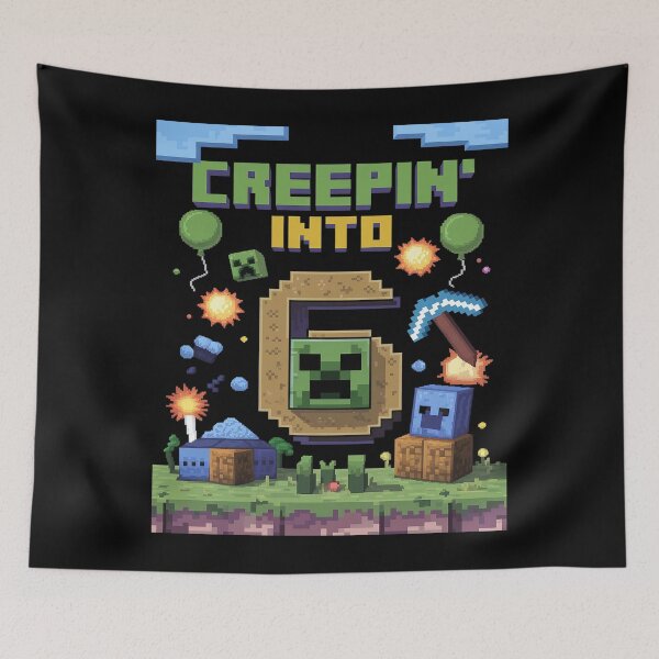 Item preview, 6th Birthday Gamer Pixel Creepin’ Into 6 Video Game Party 8  designed and sold by MarkLeedsArt.