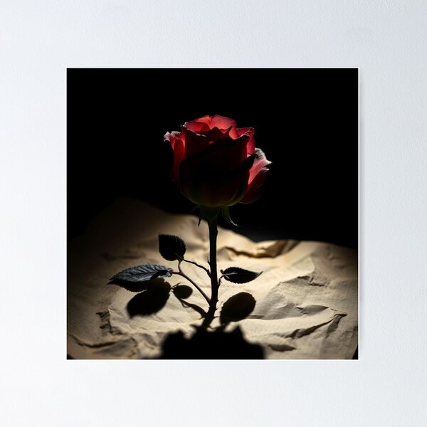 Item preview, Impresión artística con una rosa roja espectacular sobre fondo negro - Moody Floral Photography designed and sold by EllDAV777.