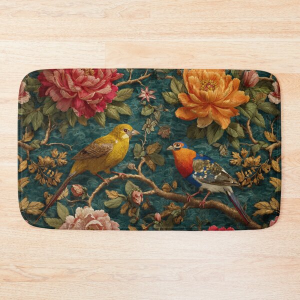 Item preview, Colorful Greatness Silk Floral Birds Carpet designed and sold by GrinGalore.
