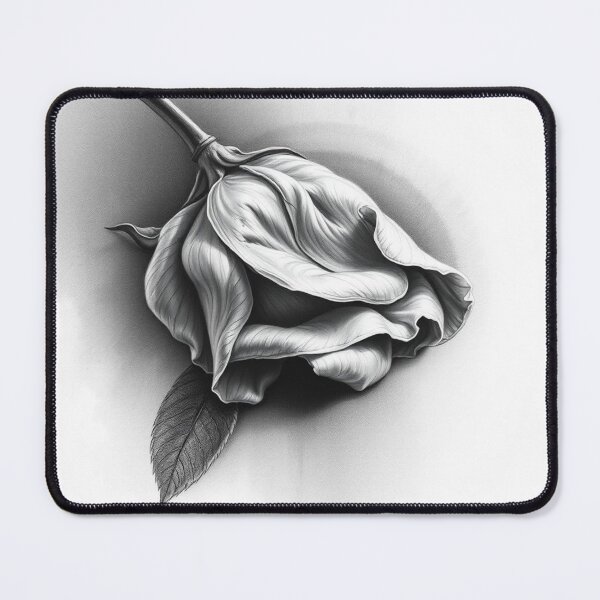 Item preview, Wilted Rose Pencil Drawing Black and White Floral Art designed and sold by EllDAV777.