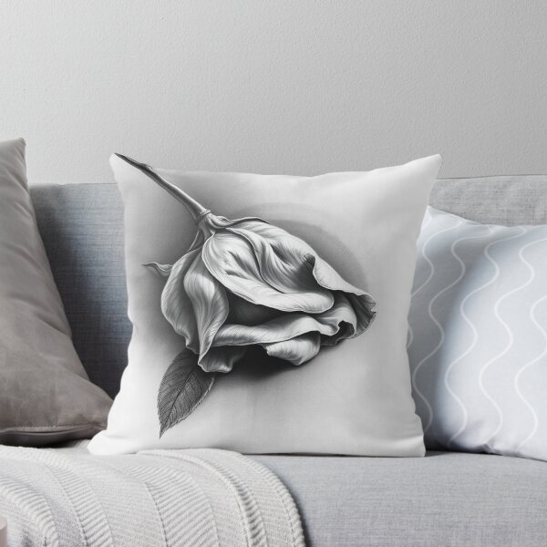 Item preview, Wilted Rose Pencil Drawing Black and White Floral Art designed and sold by EllDAV777.
