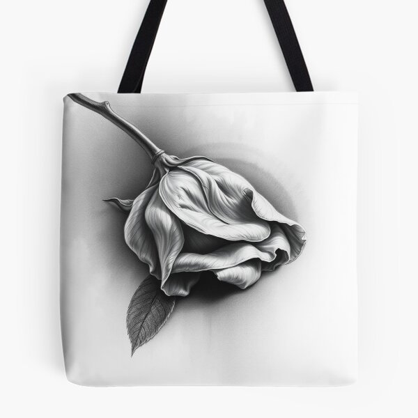 Item preview, Wilted Rose Pencil Drawing Black and White Floral Art designed and sold by EllDAV777.