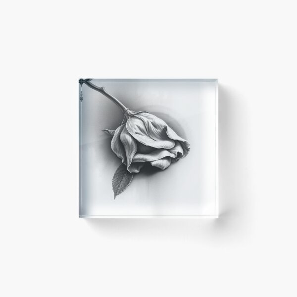 Item preview, Wilted Rose Pencil Drawing Black and White Floral Art designed and sold by EllDAV777.